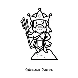 Desenho para colorir do deus do mar Poseidon kawaii