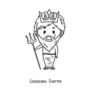 Desenho para colorir de tritão o filho de Poseidon animado