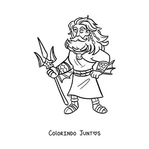 Desenho para colorir de Poseidon o deus olímpico animado
