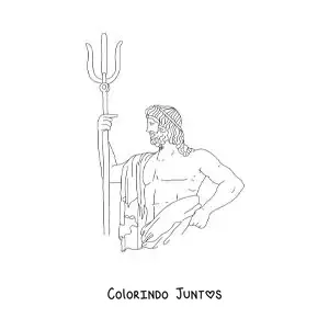 Desenho para colorir de estátua grega de Poseidon