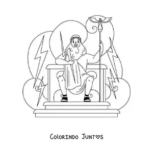 Desenho para colorir de Zeus em seu trono no Olimpo