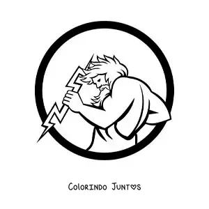 Desenho para colorir do deus Zeus com um raio