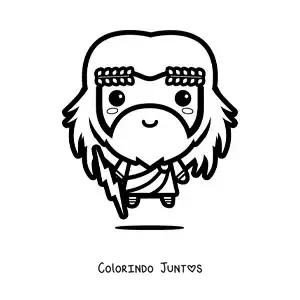 Desenho para colorir de Zeus kawaii com seu raio