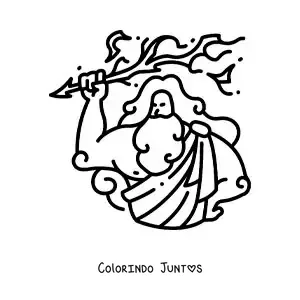 Desenho para colorir do deus grego Zeus animado lançando um raio
