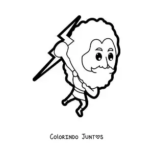 Desenho para colorir de um desenho de Zeus o deus grego lançando um raio