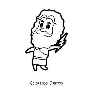 Desenho para colorir de um desenho do deus Zeus com um raio