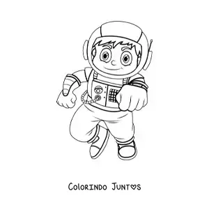 Desenho para colorir de um menino astronauta
