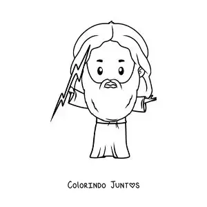 Desenho para colorir do deus da mitologia grega Zeus animado