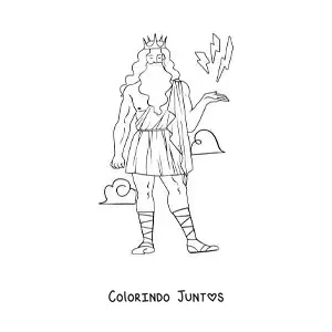 Desenho para colorir de Zeus animado controlando raios