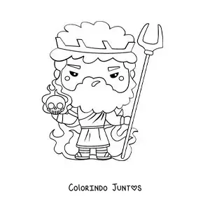 Desenho para colorir do deus do submundo Hades kawaii animado