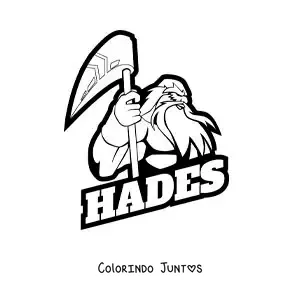 Desenho para colorir do deus Hades com uma arma