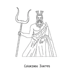 Desenho para colorir do deus Hades do submundo com um bidente
