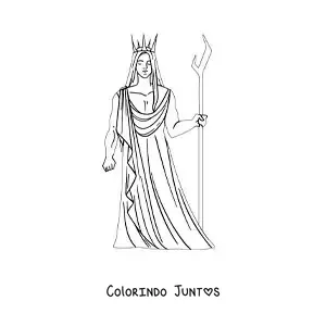 Desenho para colorir de Hades o deus grego animado com seu bidente