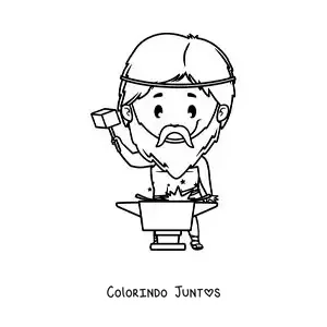 Desenho para colorir de Hefesto o deus ferreiro animado kawaii