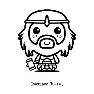 Desenho para colorir do deus grego Hefesto e seu martelo kawaii