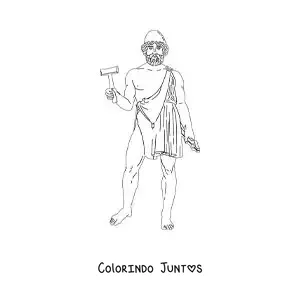 Desenho para colorir do deus ferreiro Hefesto com seu martelo