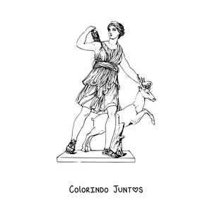 Desenho para colorir de Ártemis realista com um cervo