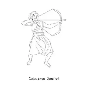 Desenho para colorir de Ártemis realista caçando