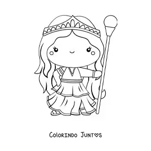 Desenho para colorir da deusa grega Hera animada kawaii