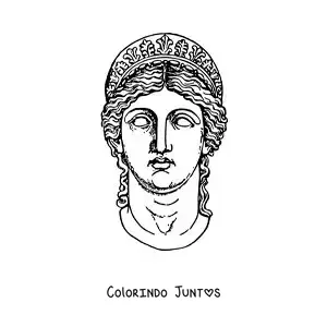 Desenho para colorir de estátua do rosto da deusa Hera