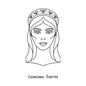 Desenho para colorir do rosto de Hera a deusa grega com sua coroa