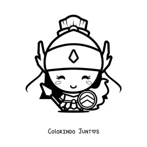 Desenho para colorir de Atena e seu capacete de guerreira kawaii