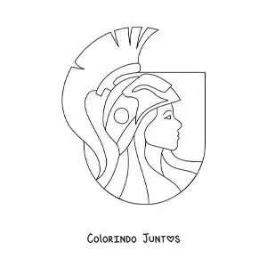 Desenho para colorir do rosto da deusa guerreira Atena com seu capacete