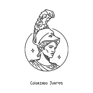 Desenho para colorir do rosto da deusa Atena com seu capacete