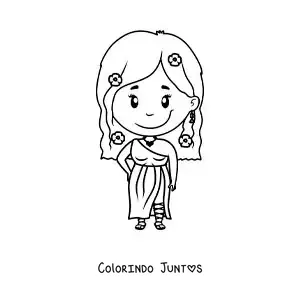 Desenho para colorir da deusa grega Afrodite animada kawaii
