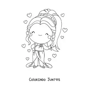 Desenho para colorir da deusa Afrodite kawaii com corações