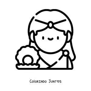 Desenho para colorir da deusa do amor Afrodite animada fácil com uma concha do mar