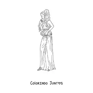 Desenho para colorir de Afrodite a deusa da beleza animada com sua túnica