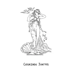 Desenho para colorir do nascimento de Vênus a deusa do amor
