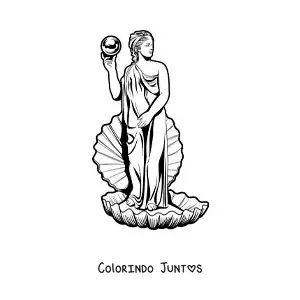 Desenho para colorir do nascimento de Vênus fácil