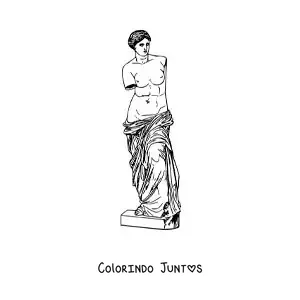 Desenho para colorir de escultura a Vênus de Milo