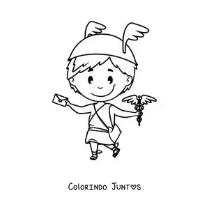 Desenho para colorir de Hermes o mensageiro dos deuses animado kawaii