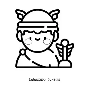 Desenho para colorir de Hermes o deus grego kawaii com seu elmo alado