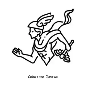 Desenho para colorir de Hermes o deus grego animado com seu caduceu