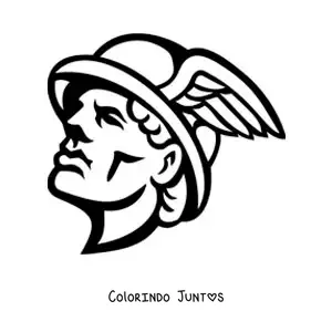 Desenho para colorir do rosto de Hermes com seu capacete alado