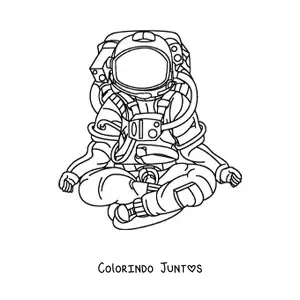 Desenho para colorir de um astronauta sentado