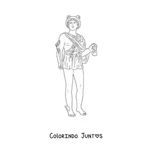 Desenho para colorir do deus grego mensageiro Hermes com seu capacete alado
