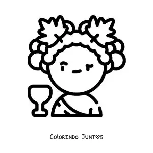 Desenho para colorir de Dionísio animado fácil com uma taça de vinho
