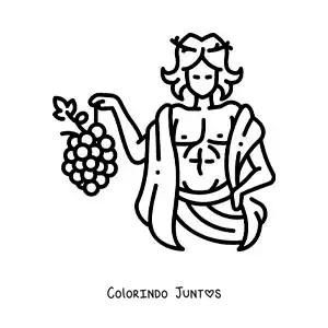 Desenho para colorir de Dionísio animado fácil com um cacho de uvas