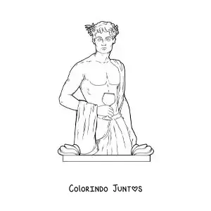 Desenho para colorir do deus do vinho Dionísio realista tomando vinho
