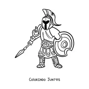 Desenho para colorir do deus grego Ares animado com sua armadura