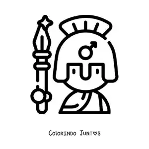Desenho para colorir de Ares o deus grego animado com sua lança