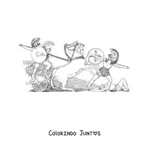 Desenho para colorir de Ares o deus da guerra lutando em uma batalha