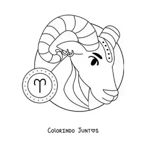 Desenho para colorir do carneiro do signo de Áries animado