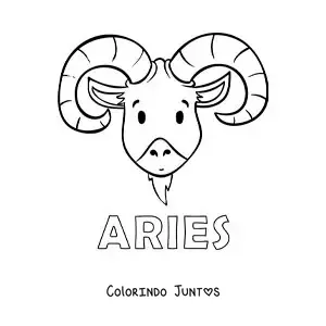 Desenho para colorir do signo de Áries animado com nome