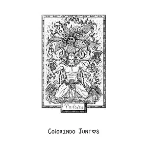 Desenho para colorir de carta assustadora do signo de Áries